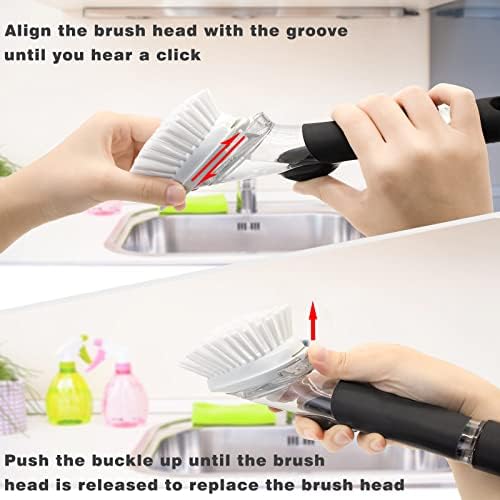 4 Pack Dish Brush Refills for OXO/RIMAY Soap Dispensing Dish Brush - Image 6