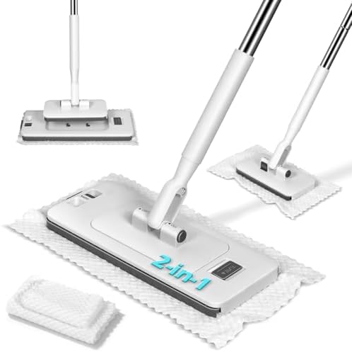 2-in-1 Hands Free Flat Mop, Disposable Dust Mop by MASTERTOP