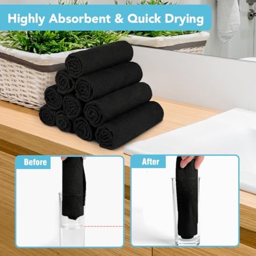 Orighty Washcloths, 5 Pack Microfiber Face Towels, 12x12 Inch Black - Image 5