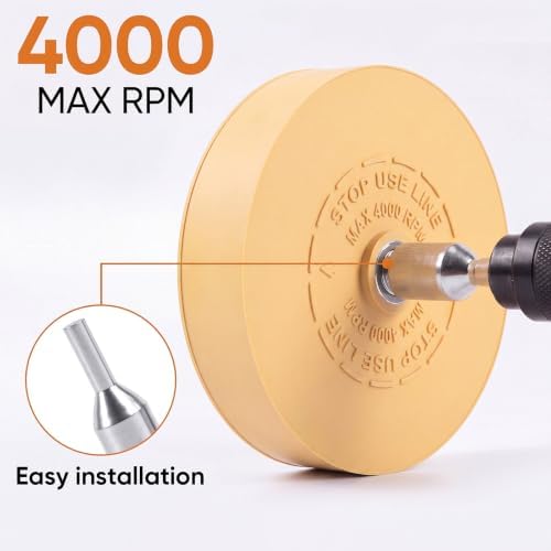 Ywmoml Round Rubber Eraser Wheel Kit, 2 Pack, 2 Plastic Scrapers, 12 Blades - Image 5