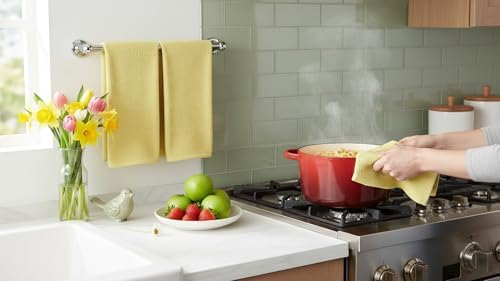 Serafina Home Light Butter Yellow Kitchen Hand Dish Towels: Oversized 28" x 18" - Image 4