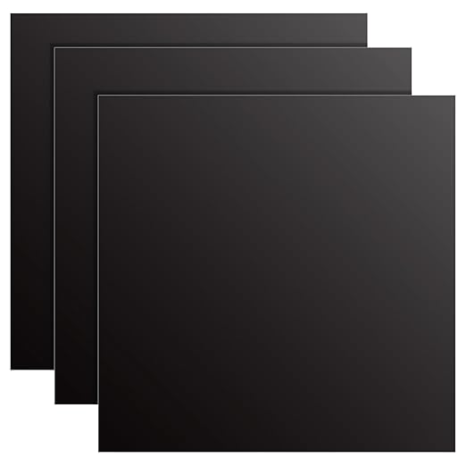 3 Pack 5052 Aluminum Sheet Metal 12 x 12 x 1/16 (0.06") Inch, 1.5 MM Thin Anodized Aluminum Metal Plates Aluminum Metal Sheets, Black Laser Engraving Blanks for Crafting Printing