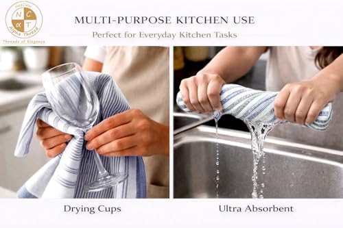 Pack of 12 Cotton Kitchen Towels Set, Dish Towels, Cleaning Rags, Kitchen Dish - Image 7