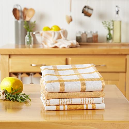 DII Assorted Woven, Kitchen Dishtowel Set, Honey Gold, 5 Piece - Image 5