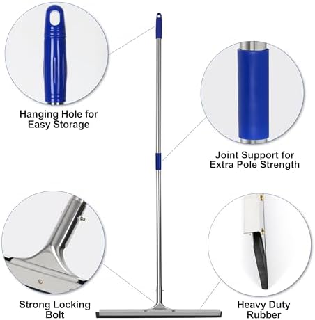 Floor Squeegee Scrubber 55inch Long Stainless Steel Handle - Image 3