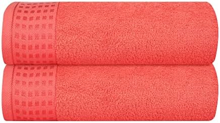 GLAMBURG 100% Cotton 2 Pack Oversized Bath Towel Set 28x55 Inches, Ultra Soft by GLAMBURG