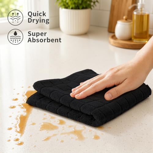 Kitinjoy Premium Cotton Check Kitchen Towels 4 Pack - Image 2