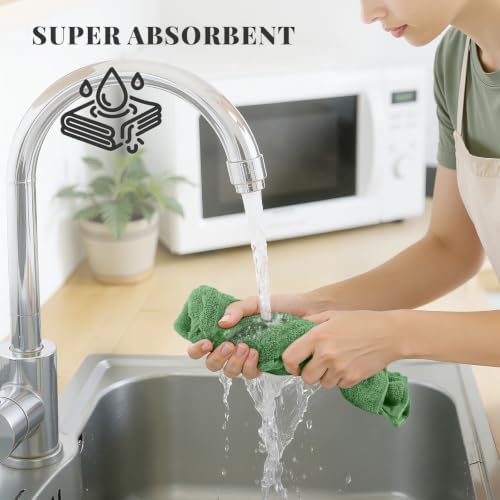 Homaxy 100% Cotton Kitchen Towels 18"x28", 6 Pack Dish Towels, Grass Green - Image 4
