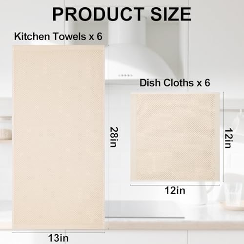 Homaxy 12 Pack 100% Cotton Kitchen Towels and Dishcloths Set - Image 4