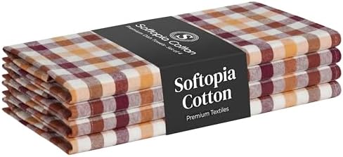 Multicolor Check Kitchen Towels 4 Pack, 100% Cotton Tea Towels, Absorbent by SoftopiaCotton
