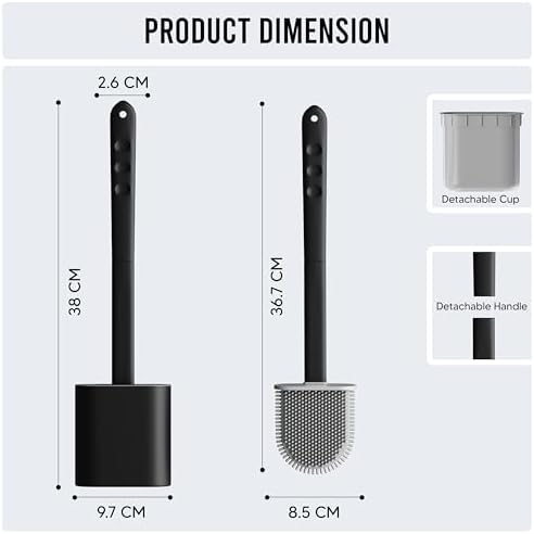 Modern Minimalist Silicone Black Toilet Brush - Image 7