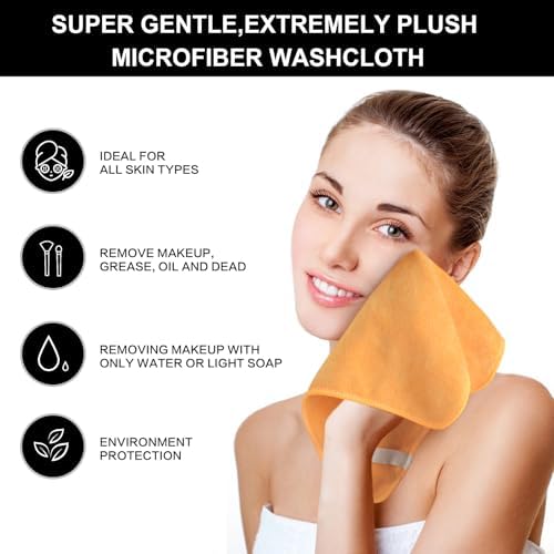 SINLAND Microfiber Facial Cloths Fast Drying Washcloth 12inch x 12inch Orange 6 - Image 4