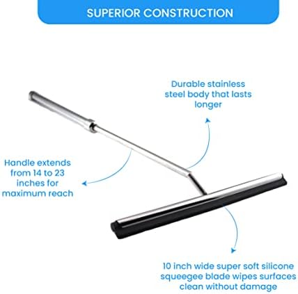 Shower Squeegee with Long Handle and Adhesive Hook. - Image 5