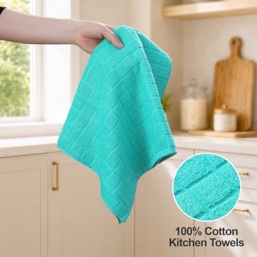 Kitinjoy Premium Cotton Check Kitchen Towels 8 Pack - Image 3