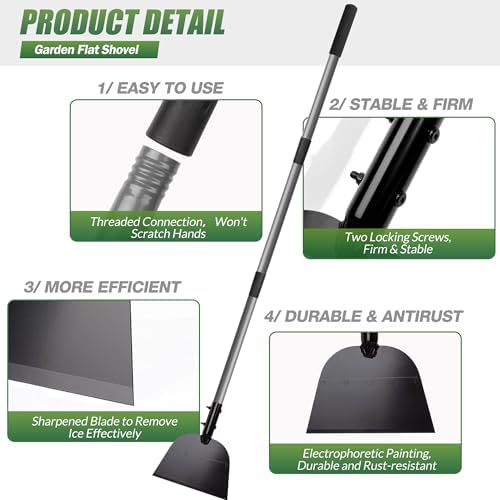 Walensee Floor Scraper, Long Handle Flat Shovel - Image 3