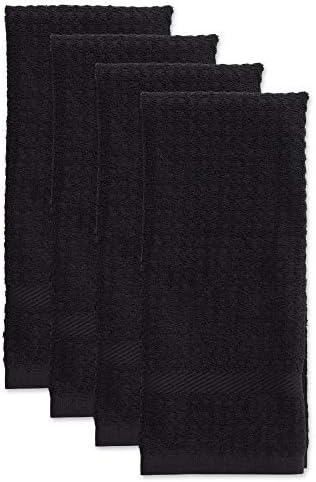 DII Basic Terry Collection Waffle Dishtowel Set, Solid Black, 4 Piece - Image 2