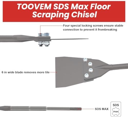 TOOVEM 6 Inch SDS Max Floor Scraper, SDS Max Chisel - Image 3