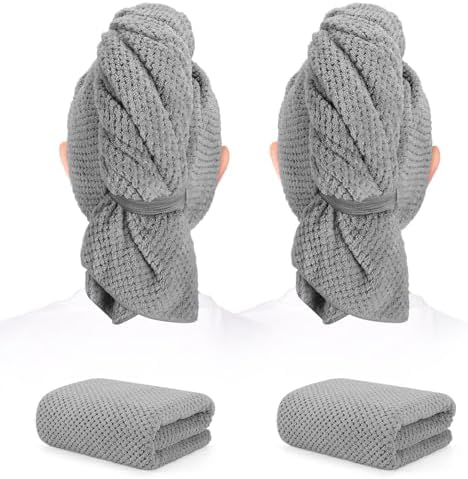 2 Pack Microfiber Hair Towel 41 x 24 inch Soft, Fast Dry by BEofferDirect