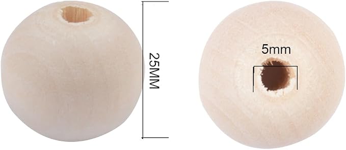 25mm Wooden Beads for Craft, Bead Garland, Farmhouse Decor - Image 2