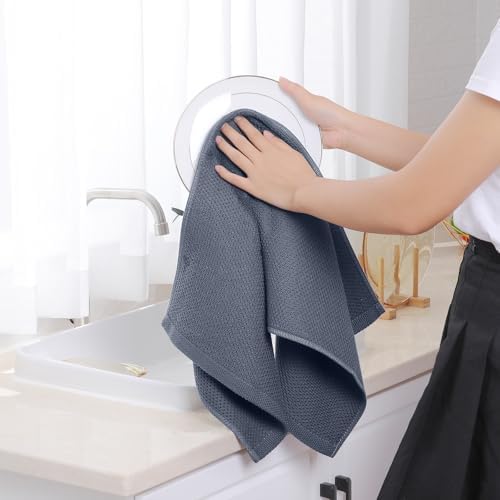Homaxy 100% Cotton Waffle Weave Kitchen Towels, Dark Grey - Image 4