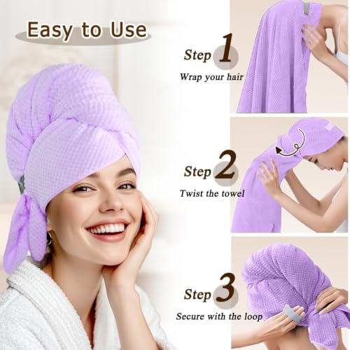 Large Microfiber Hair Wrap Towel - Image 2