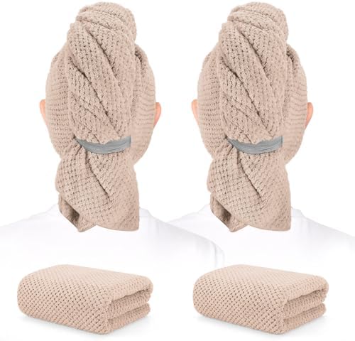 2 Pack Microfiber Hair Towel 41 x 24 inch Soft, Fast Dry by BEofferDirect