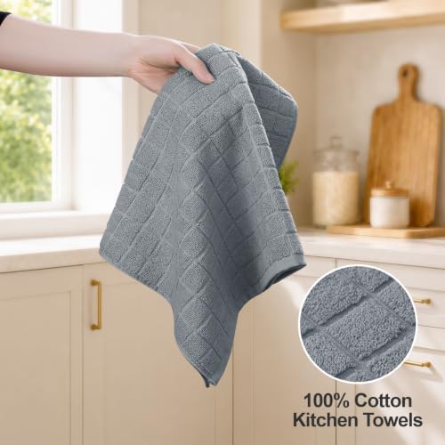 Kitinjoy Premium Cotton Check Kitchen Towels 6 Pack - Image 3