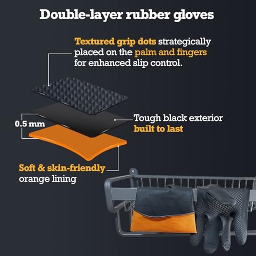 Heavy-Duty Thick Black Rubber Cleaning Gloves, 2 Pairs - Image 3