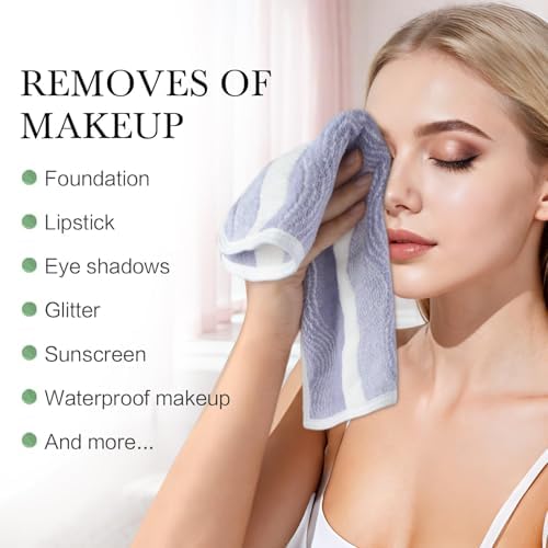 SINLAND Microfiber Facial Cloths Fast Drying Washcloth 12x12inch Wave Pattern 6 - Image 6