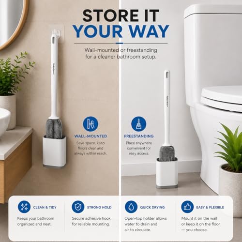 Silicone Toilet Brush and Holder Set - Image 5
