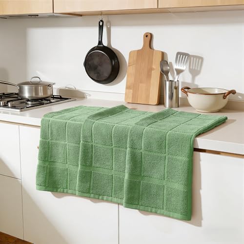 Homaxy 100% Cotton Kitchen Towels 18"x28", 6 Pack Dish Towels, Grass Green - Image 6
