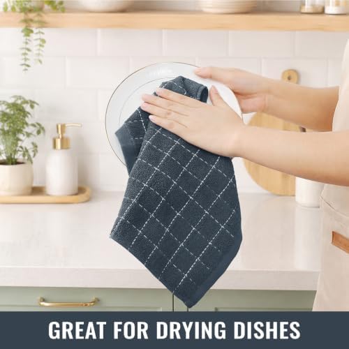 Kitinjoy 100% Cotton Kitchen Towels and Dishcloths Set, Dark Grey - Image 6