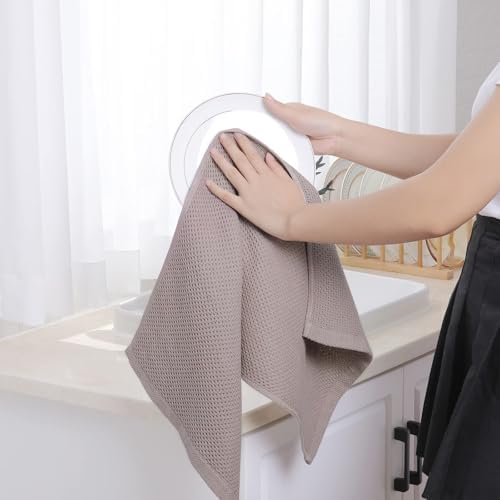 Homaxy 100% Cotton Waffle Weave Kitchen Towels, Mixed Color - Image 4