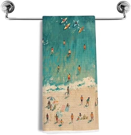 Coastal Beach Kitchen Towels 16x24 Inch, Ocean Bathroom Decor, Beach House Gifts by NEGIGA
