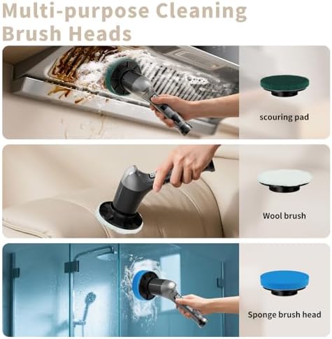 Electric Spin Scrubber, Cordless Handheld Cleaning Brush, Large Battery - Image 7