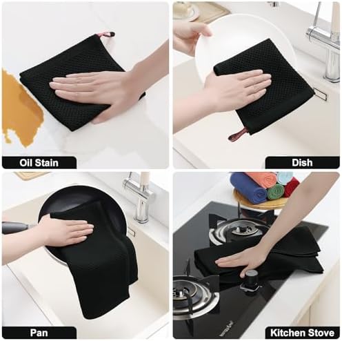 Homaxy 16 Pack 100% Cotton Kitchen Towels and Dishcloths Set - Image 5