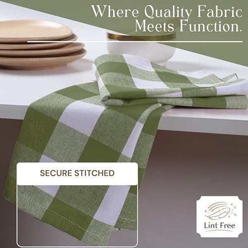 Mint Green and White Buffalo Check Kitchen Towels, 16x26 Inches, 4 Pack - Image 5