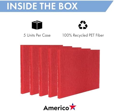Americo Red Buffer Floor Pad, for Light Cleaning and Buffing, 5 Pads/Case - Image 3