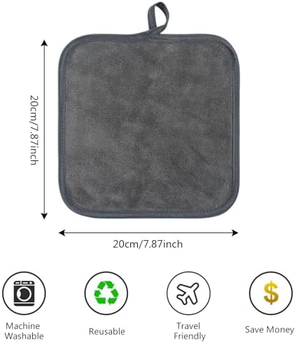 Microfiber Facial Cloths Fast Drying Washcloth 8inch x 8inch Grey 6 pack - Image 2