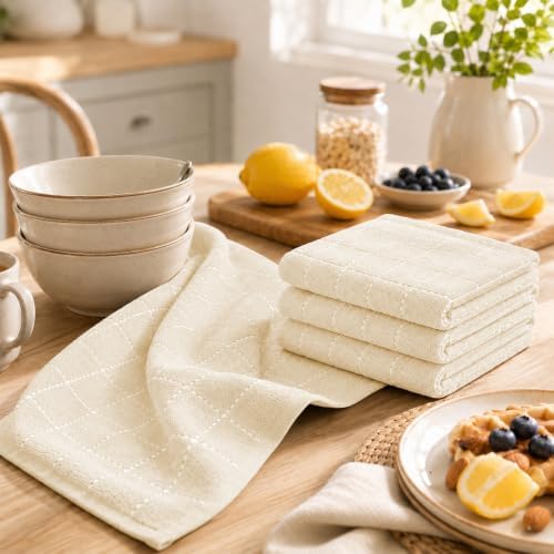 Kitinjoy 100% Cotton Kitchen Towels and Dishcloths Set - Image 3