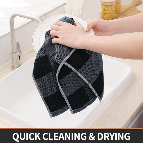 Homaxy 100% Cotton Kitchen Towels and Dishcloths Set of 12 - Image 5