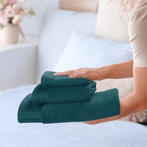GLAMBURG Ultra Soft 3 Pack Cotton Towel Set, Contains a Bath Towel 28x55 inch - Image 4