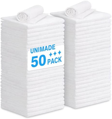 UNIMADE Shop Towel Rags, 50 Pack Reusable Shop Rags Bulk Microfiber Cleaning by Unimade