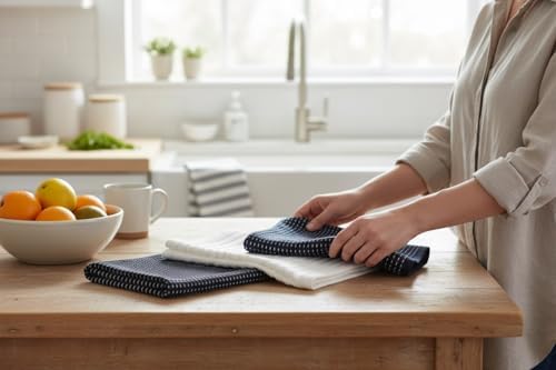 Serafina Home Navy Blue Kitchen Towels Assorted - Image 4