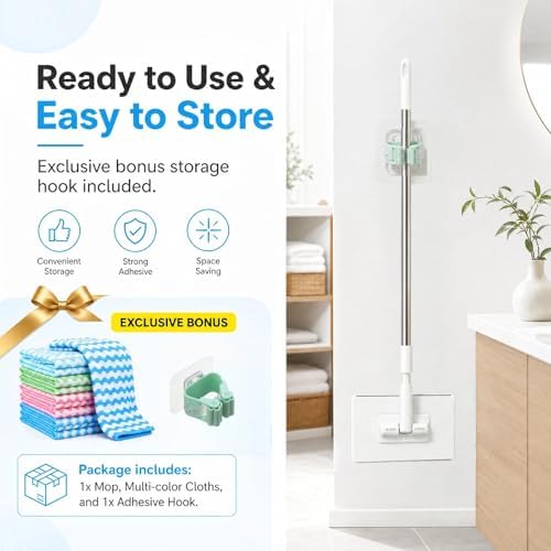 Lazy Mop with Clip-on Snap Grip, Mini Floor Mop with Zero-Touch Cloth Changing - Image 7
