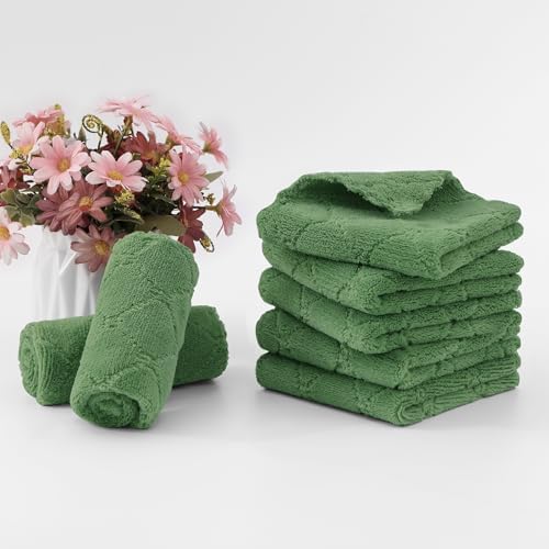 Homaxy 12 Pack Super Soft & Absorbent Dish Cloths, Grass Green - Image 6