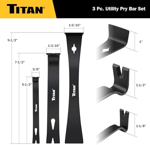 Titan 17121 3-Piece Flat Pry Bar set, 7.5" & 9.5"Utility Claw Bars - Image 5