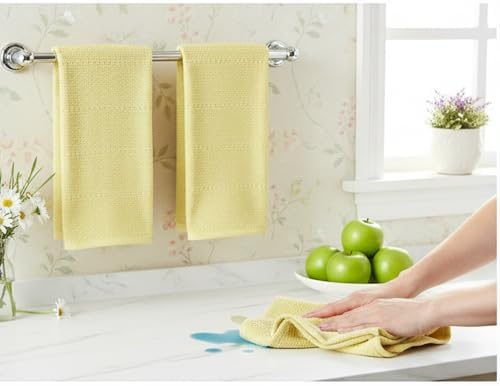 Serafina Home Light Butter Yellow Kitchen Hand Dish Towels: Oversized 28" x 18" - Image 5