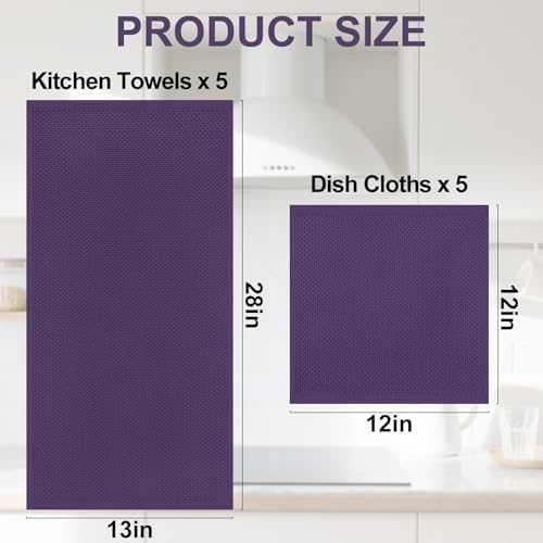 Homaxy 10 Pack 100% Cotton Kitchen Towels and Dishcloths Set - Image 4
