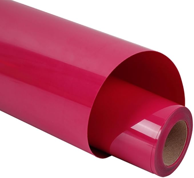 guangyintong Rose Red Heat Transfer Vinyl HTV Rolls, 12" x 8ft Rose Red Iron on Vinyl for T-Shirts Glossy Surface Rose Red HTV Vinyl for All Cutter Machines Easy to Cut & Weed for Heat Vinyl Design